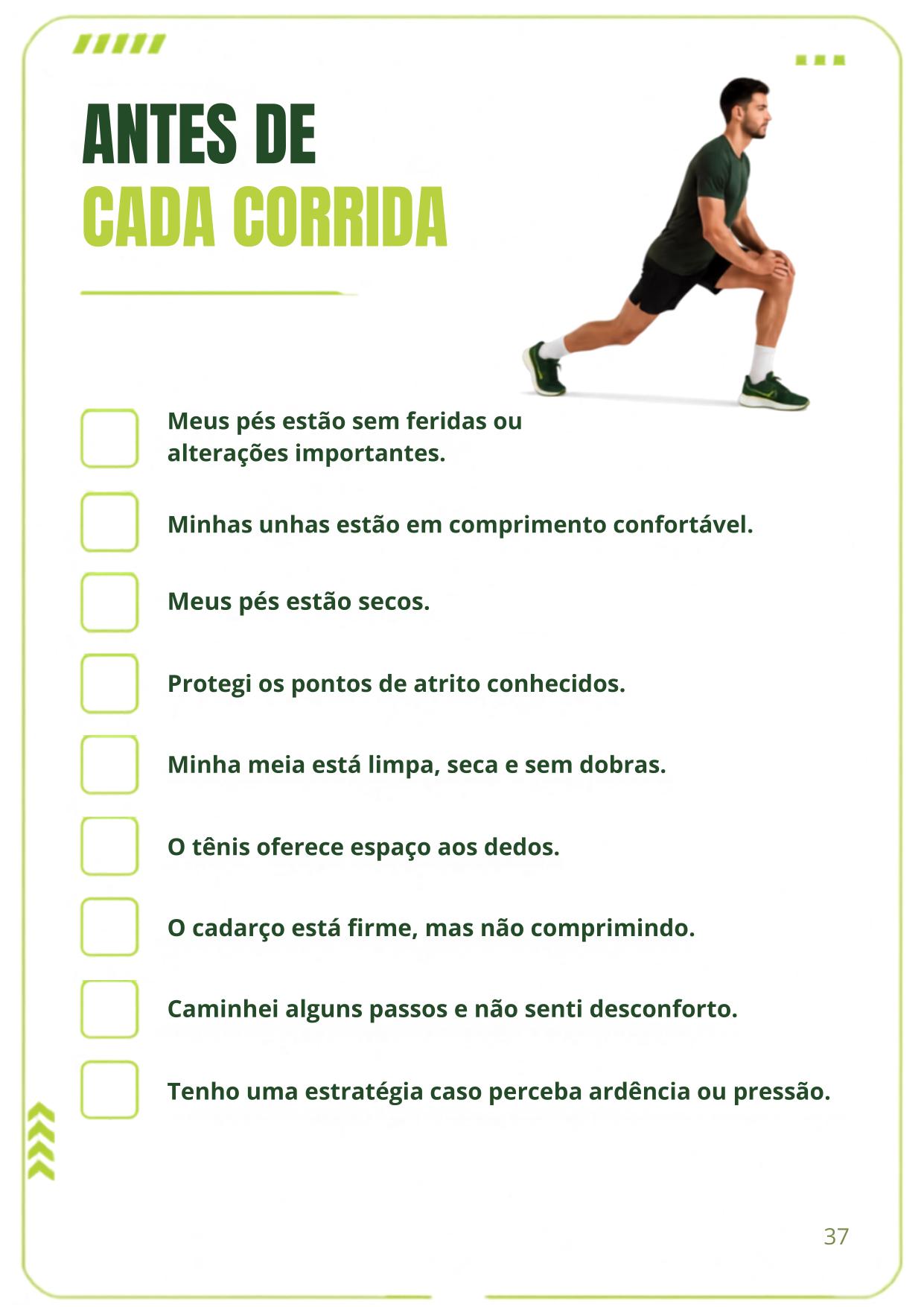 Checklist Antes de cada corrida