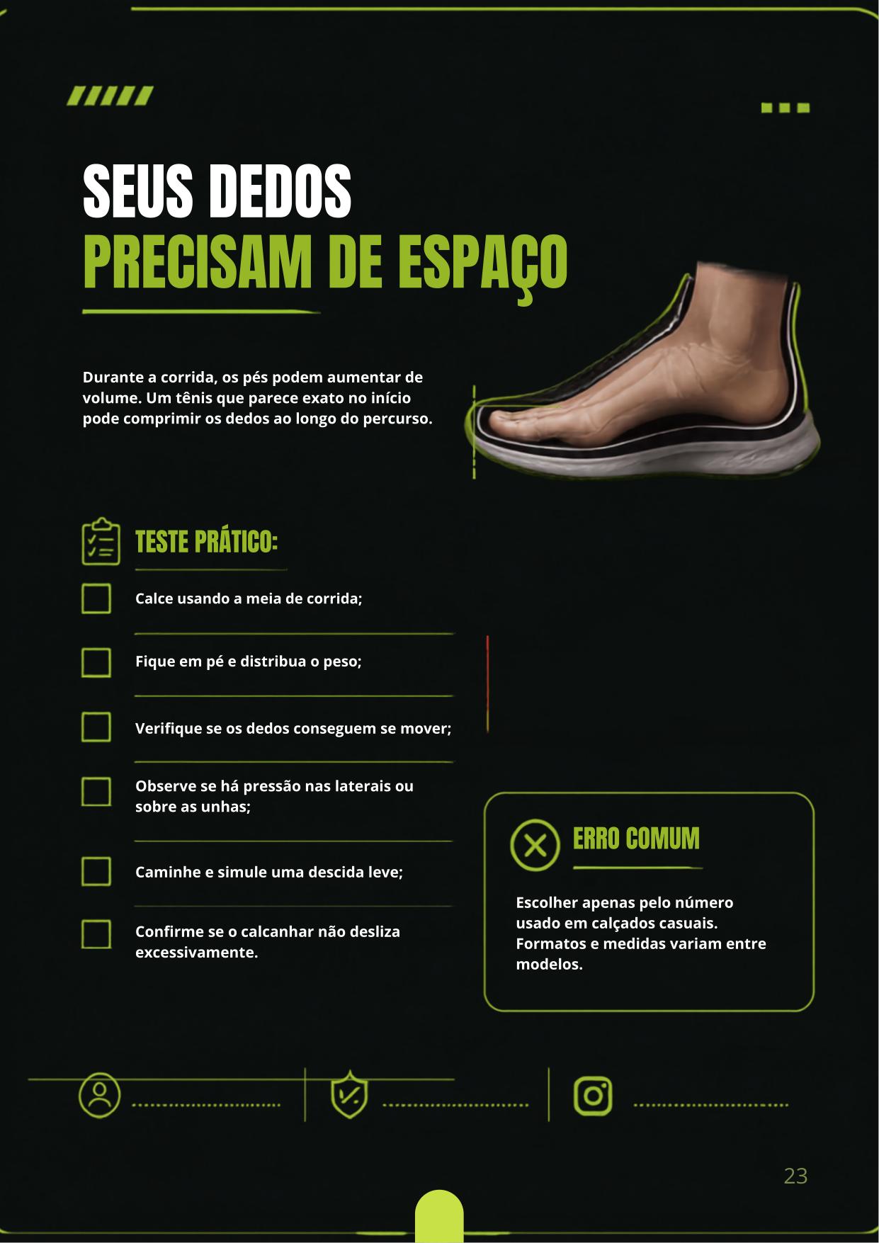 Página sobre espaço para os dedos