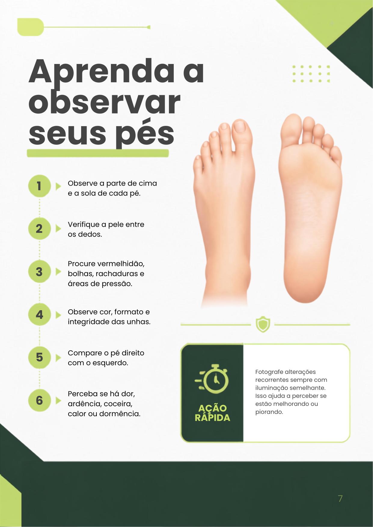 Página Aprenda a observar seus pés